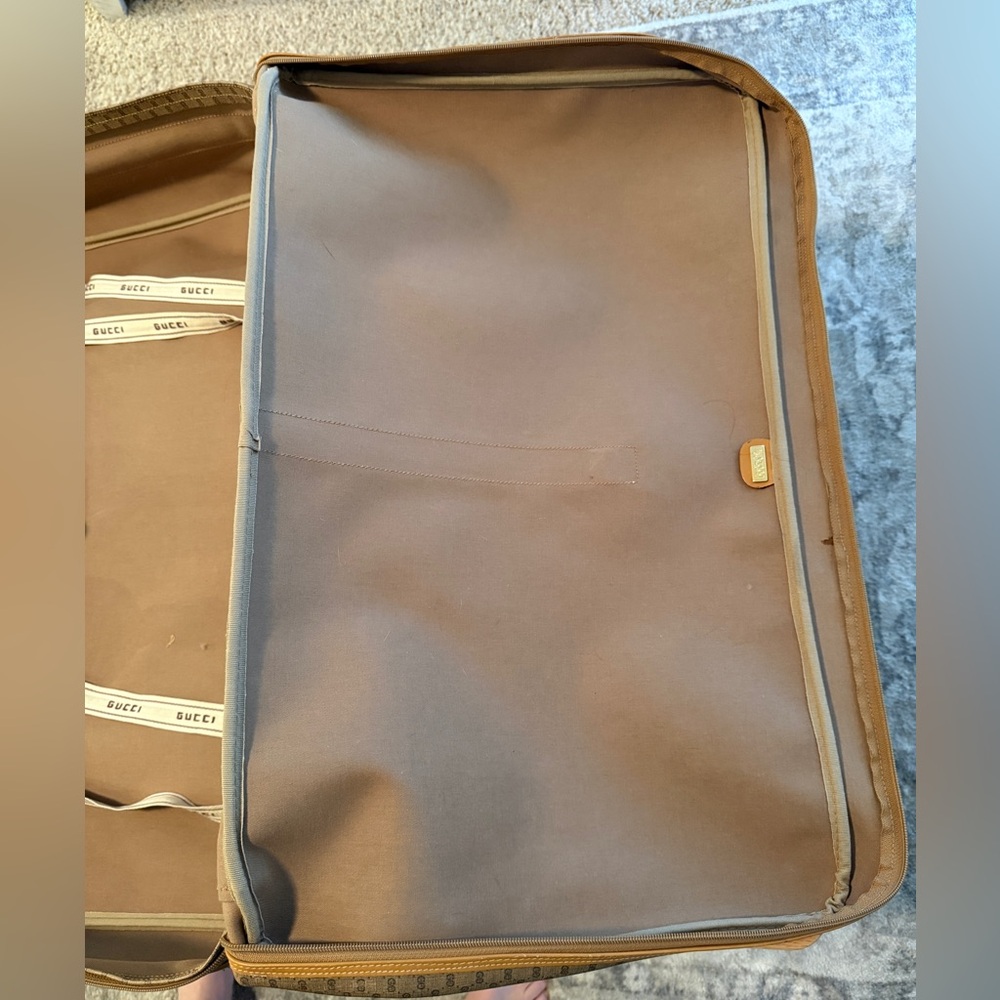 Vintage Gucci GG Monogram Suitcase Travel Bag Carry-On Brown Tan - Picture 16 of 16